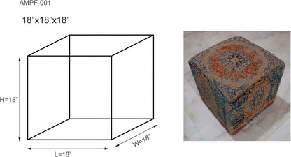 Mark&Day Pouf Ottoman, Kaltenleutgeben Traditional Saffron Cube Pouf Foot Rest for Living Room, Bedroom and Boho Home Decor (18"x18"x18")