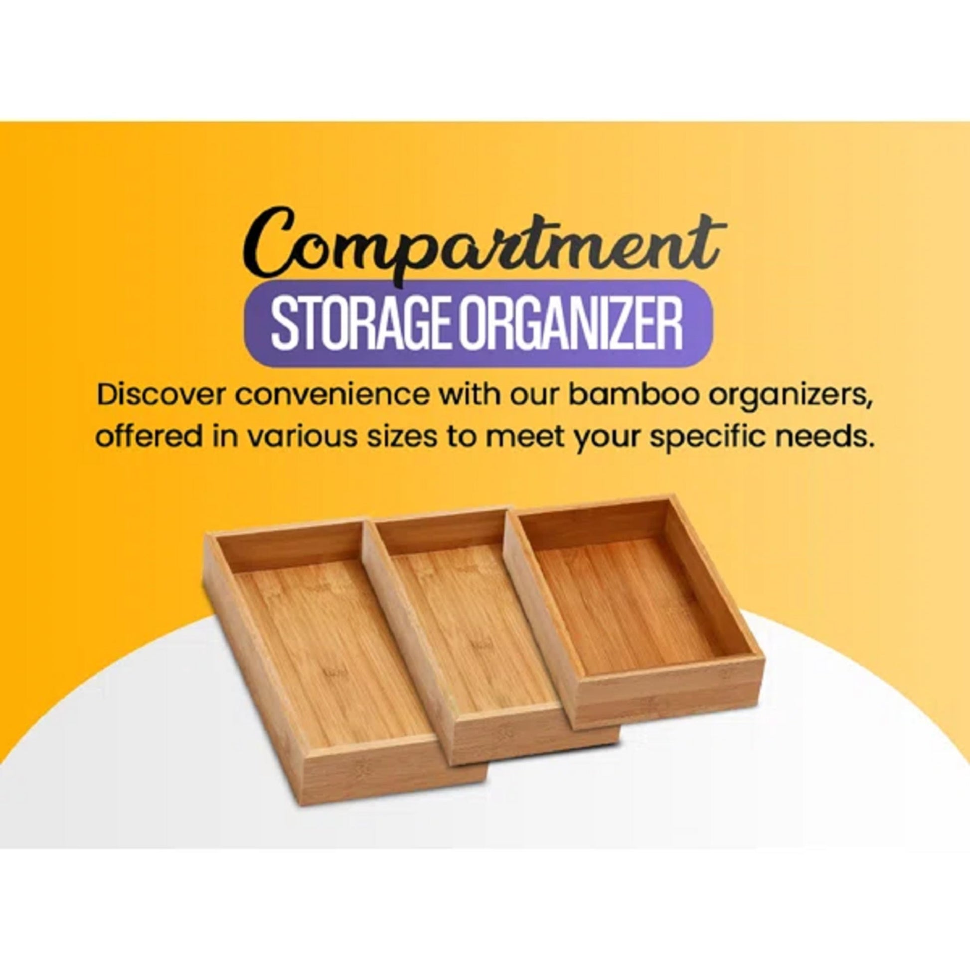 YBM Home Bamboo Drawer Organizer Storage Box for Kitchen Drawer, Junk Drawer, Office, Bedroom