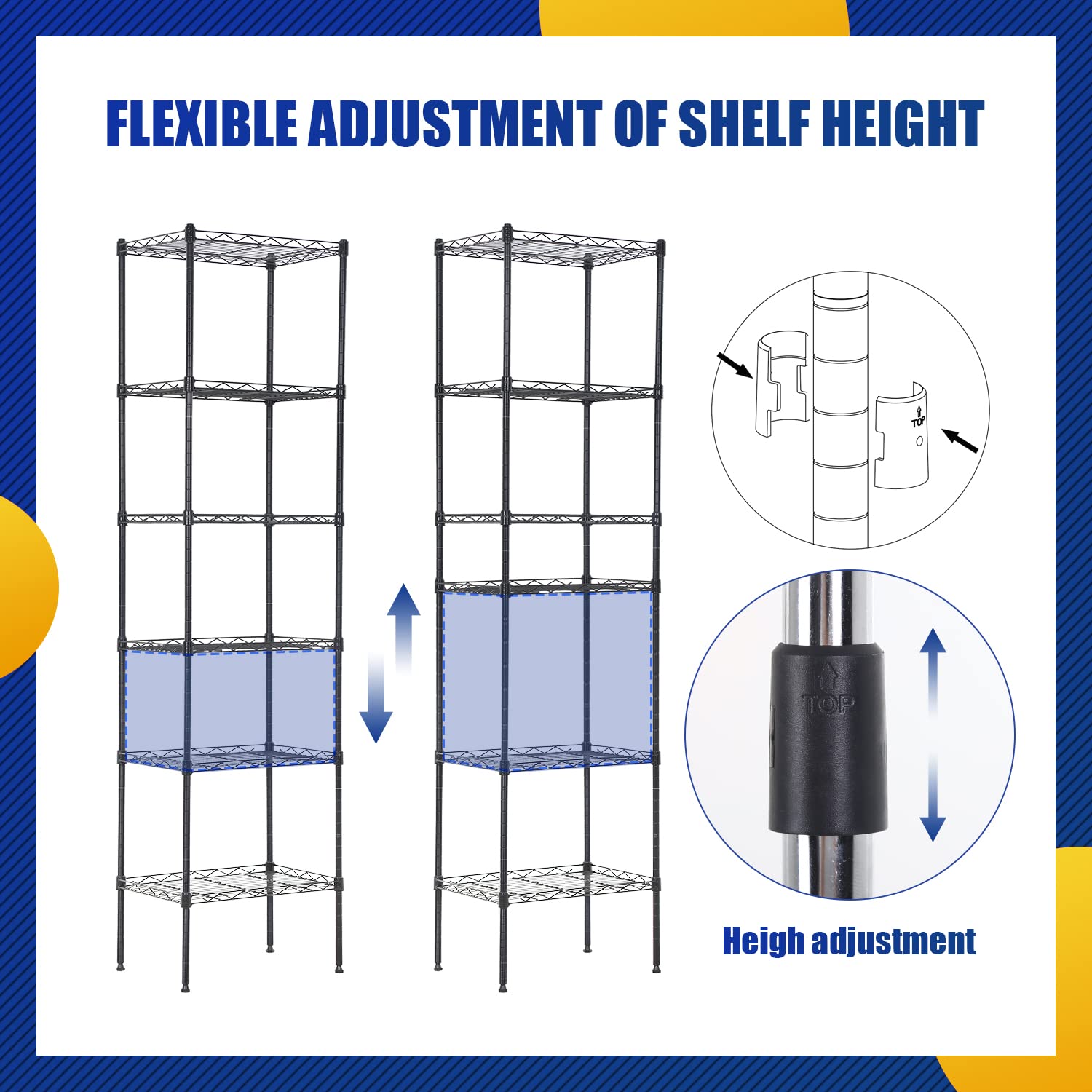 BestOffice Adjustable NSF-Certified Metal Shelf Wire Shelving Unit Storage for Small Places