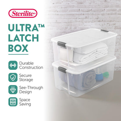 Sterilite 4-Pack Ultra Latching Box, Storage Bins with Lids, Clear Plastic, 116 Quart - Heavy-Duty