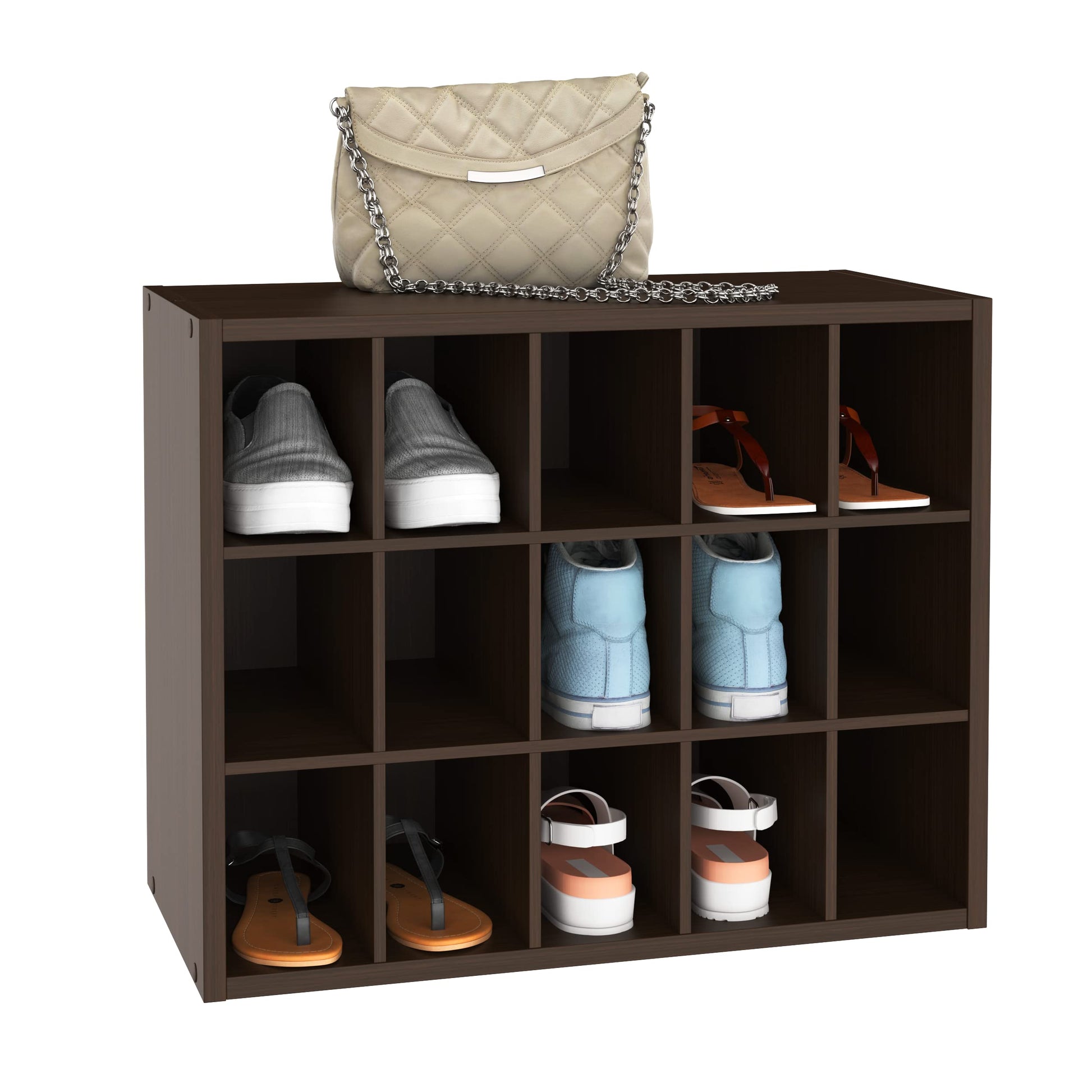 ClosetMaid 15 Cube Stackable Storage Organizer for Shoes, Bags, Crafts, Hobbies with Wood Shelves