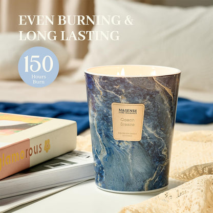 M&SENSE Ocean Breeze Scented Candles for Home, 3-Wick Highly Scented Jar Candles, 35 Oz 150 Hours Long Lasting Burning Candles Gifts for Women, Relaxing Aromatherapy Candle for Stress Relief