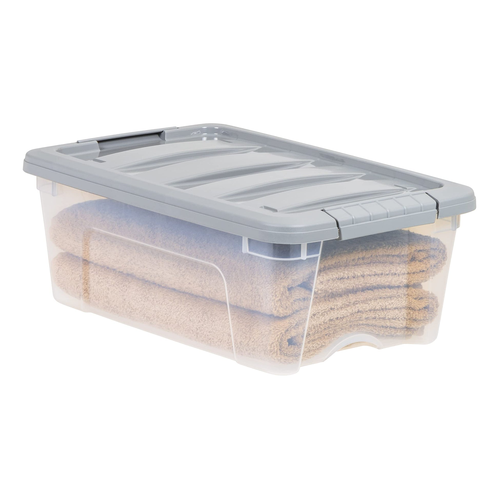 Amazon Basics Plastic Storage Containers with Secure Latching Lids, Stackable Organization Bins