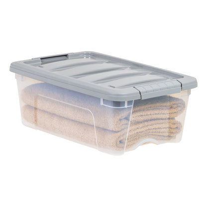 Amazon Basics Plastic Storage Containers with Secure Latching Lids, Stackable Organization Bins