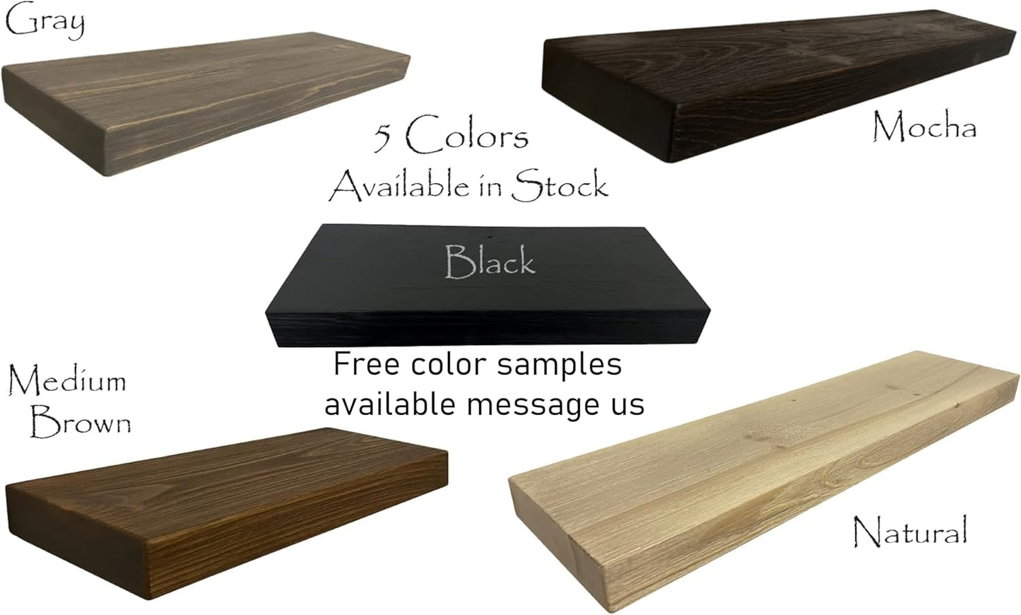 joelsantiques 60 Inch Wooden Floating Shelves for Wall - 60x8x2 in - Made of Natural Wood - Long Wall Shelves for Bedroom - Perfect for Living Room, Kitchen - Made in USA - Gray