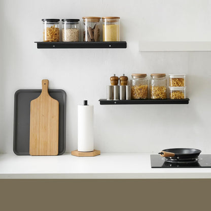 JOOM Small Metal Wall Floating Shelf - Metal Wall Shelf, Black Floating Shelf, Small Bathroom Shelf, Display Shelves for Wall Storage (Black, 20 in)