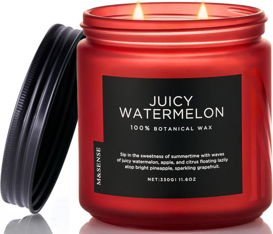 M&SENSE Juicy Watermelon Scented Candle - 11.6oz Clean Non Toxic Natural Soy Wax 70-Hour Burn Long