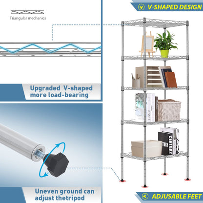 BestOffice Adjustable NSF-Certified Metal Shelf Wire Shelving Unit Storage for Small Places