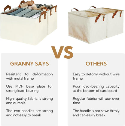 GRANNY SAYS Storage Baskets for Shelves, Closet Organizer Bins, Clothes Storage Bins with Metal Frame, Extra Large Baskets for Organizing and Storage, Collapsible, Ivory, 2-Pack