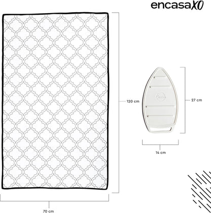 Encasa Homes Ironing Mat/Pad (Large 48"x28") with 3mm Padding & Silicone Iron Rest for Steam Pressing on Tabletop or Bed - Heat Resistant, Portable, Quilting & Travel Blanket - White Tiles