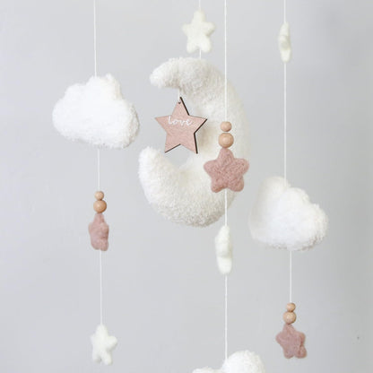 Cloud Moon Crib Mobile Cloud Baby Mobile for Crib Neutral Boho Clouds and Stars Moon Mobile Boucle Mobile, coffee 3