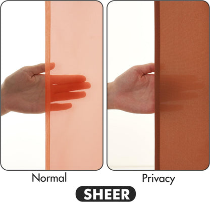 MIULEE Terracotta Privacy Sheer Curtains That Let Light in 90 Inches Long Non-See-Through Semi Sheer Curtain Light Filtering Window Curtains Drapes for Living Room Bedroom 2 Panels Set 42 X 90