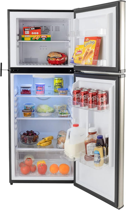 RecPro 10 Cu Ft 12V RV Refrigerator | Black Frost-Free Fridge with Freezer | Double Door, Adjustable Shelves, Reversible Door, Built-In Lock | 23.5”W x 26”D x 59”H | Off-Grid & Dry Camping Ready