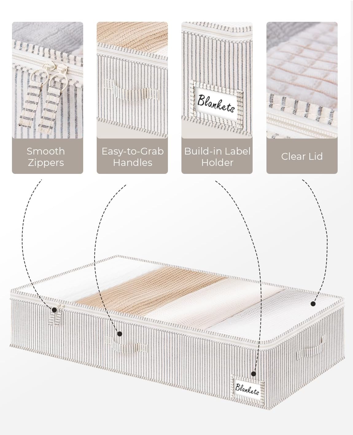 StorageWorks Extra Large Under Bed Storage Containers with Handles and Label Holder, 2 Pack Ultra-thick Fabric Underbed Bins, Closet Organizer for Clothes, Blankets, Sweater