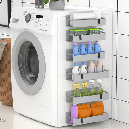 6 Pack Magnetic Spice Rack Organizer for Refrigerator and Oven, Light Gray Fridge Organizers and Storage for Kitchen