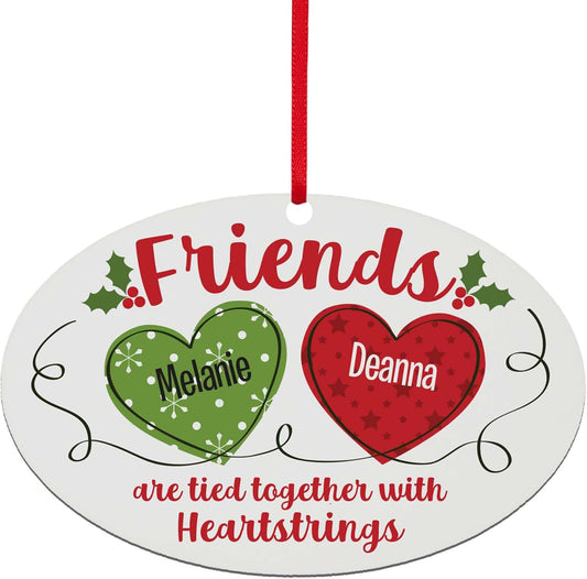 Let’s Make Memories Personalized Christmas Ornament - for Friends - 2024 Christmas Ornament - Wood - Oval - 2–6 Names - Heartstrings