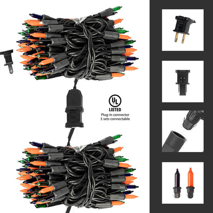 Dazzle Bright Purple Orange and Green Halloween Lights, 20FT 100 Count Mini String Lights, Waterproof Halloween Decorations for Outdoor Indoor Patio Home Party Garden Yard Decor