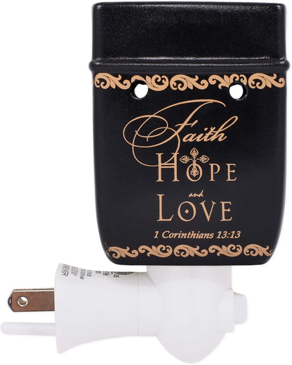 Elanze Designs Faith Hope Love Ceramic Stoneware Plug-in Outlet Wax and Oil Warmer