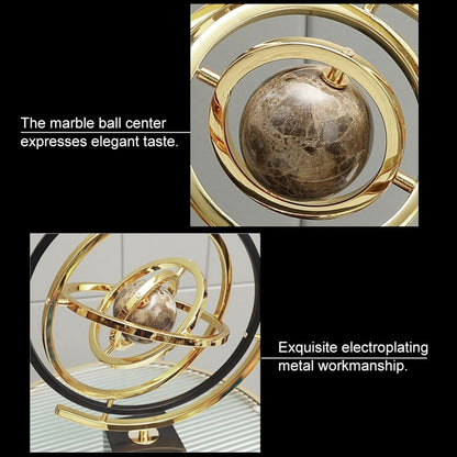 homary Modern Sculpture Decor Abstract Art Decoration Metal Globe Ornament Living Room Decor with Rectangle Stand Black & Gold