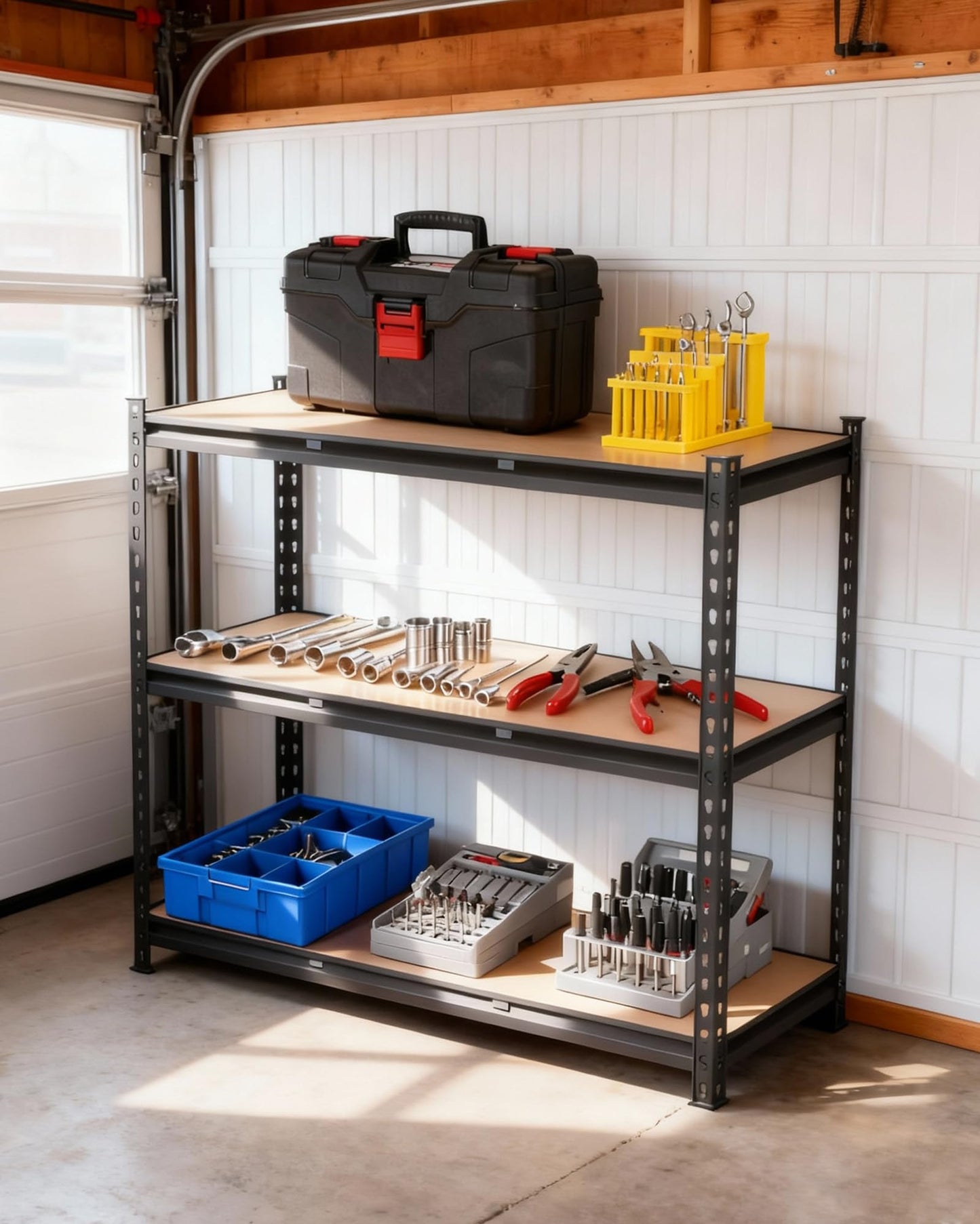 Heavy Duty Garage Shelving Units,3-Tier Adjustable Storage Shelves
