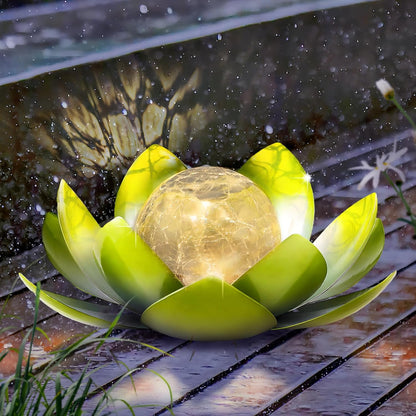 Garden Solar Light Outdoor(2Pack),Crackle Globe Glass Lotus Decoration, Waterproof Metal LED Flower Lights for Patio,Lawn,Walkway,Tabletop,Ground