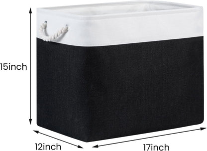 Bidtakay Baskets Extra Large Storage Bins for Clothes Set of 2 Black Baskets for Organizing Fabric Bins 17x12x15 In Tall Baskets with Handles Decorative Basket for Home Organiztion Dog Toy Baskets