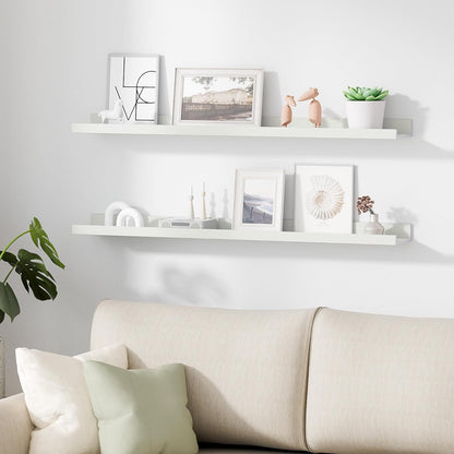 upsimples Floating Shelves for Wall, Wall Shelves for Decor Storage Set of 6, Wall Mounted Wood Shelf for Bedroom, Living Room, Bathroom, Kitchen, 35.5 inch Long Picture Ledge Shelf, White