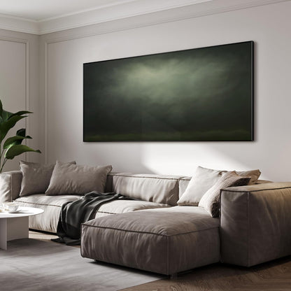 SIGNWIN 24"x46" Extra Large Framed Wall Art Moody Green Abstract Cloudscape, Minimalist Atmospheric Print for Home Living Room Bedroom Decor (Frame Assembly Required)