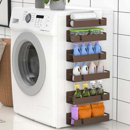 6 Pack Magnetic Spice Rack Organizer for Refrigerator and Oven, Brown Fridge Organizers and Storage for Kitchen