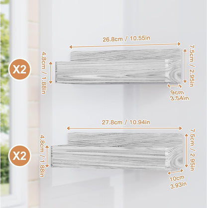 Magnetic Spice Rack for Refrigerator, Kitchen Organizer and Storage Shelf, Wood White(4 Pack)