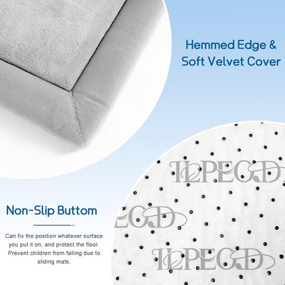 Baby Play Mat for Floor Tummy Time Mat Nursery Rug Muscle Mat Area Rug Playroom Rug Tatami Mat 6'7"x4'11" Memory Foam 1.3" Thick Crawling Mat for Babies,Toddlers, Infants, Kids(Light Gray)