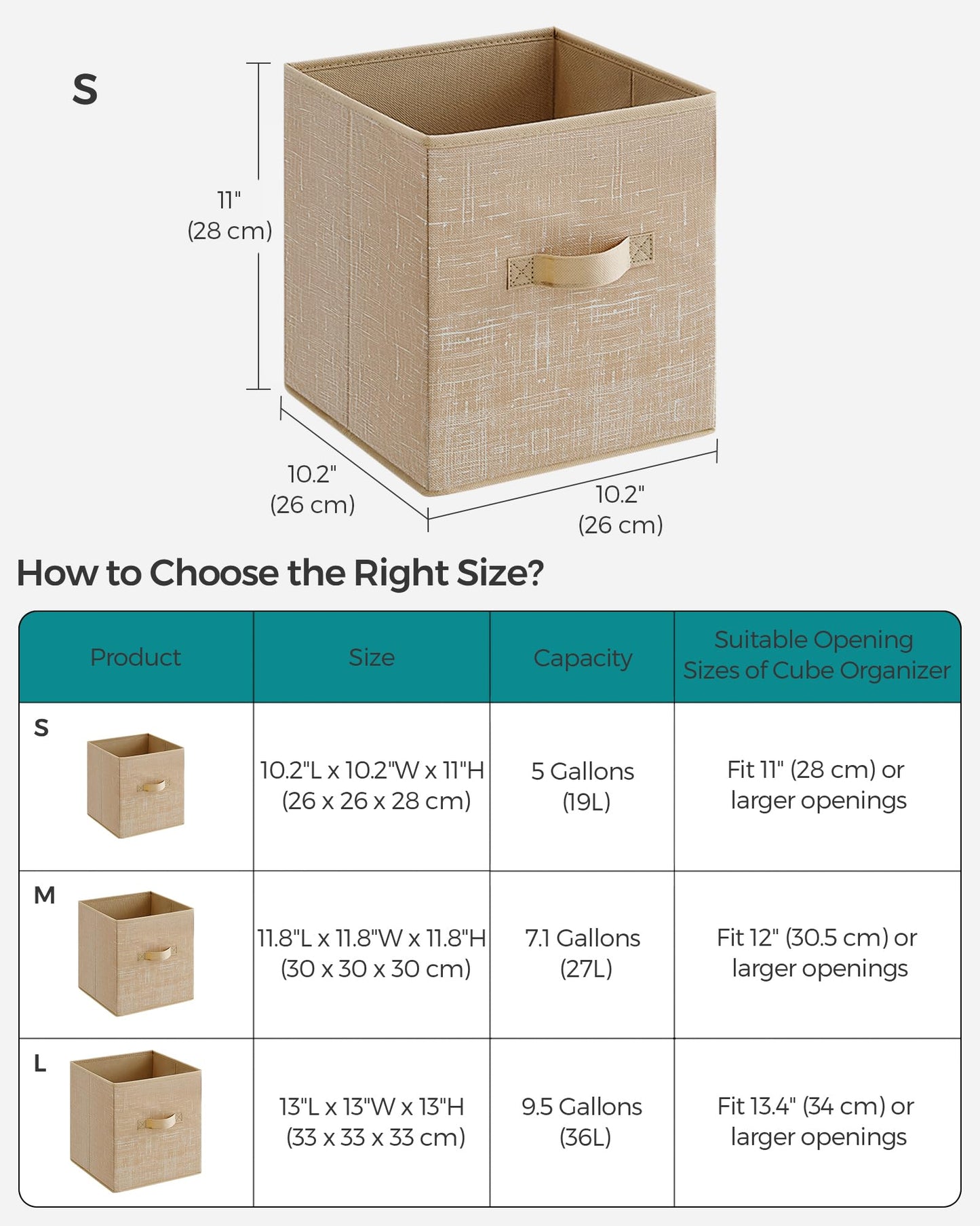 SONGMICS Storage Cubes, Set of 6, 11-Inch Foldable Closet Organizers