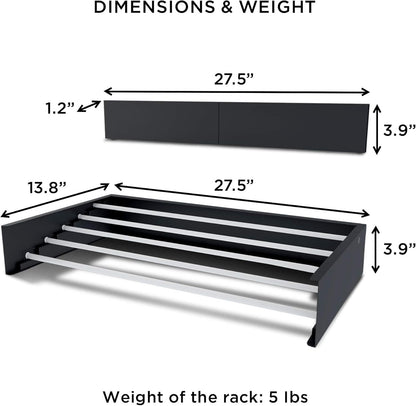Step Up Laundry Drying Rack (28-INCH Industrial Gray), Wall Mounted, Retractable Clothes Drying Rack, 40lbs Capacity, 11.6 Linear Ft, with Wall Template and Long Screwdriver Bit
