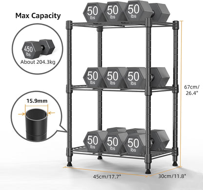 450 lbs Steel Storage Shelving 3-Tier Utility Shelving Unit Steel Organizer Wire Rack for Home,Kitchen,Office (11.8" D x 17.7" W x 26.3" H)