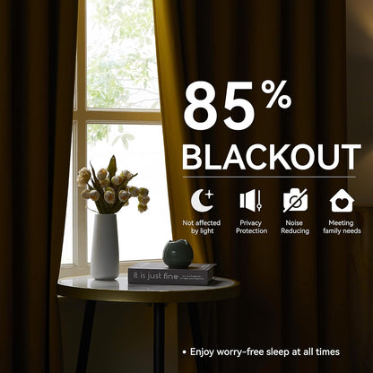 KangBang Yellow Pinch Pleated Curtains 90 Inches Long for Bedroom, Blackout Energy Saving Neutral Modern Pinch Pleat Curtains & Drapes with Adjustable Hooks 2 Panels,40Wx90L