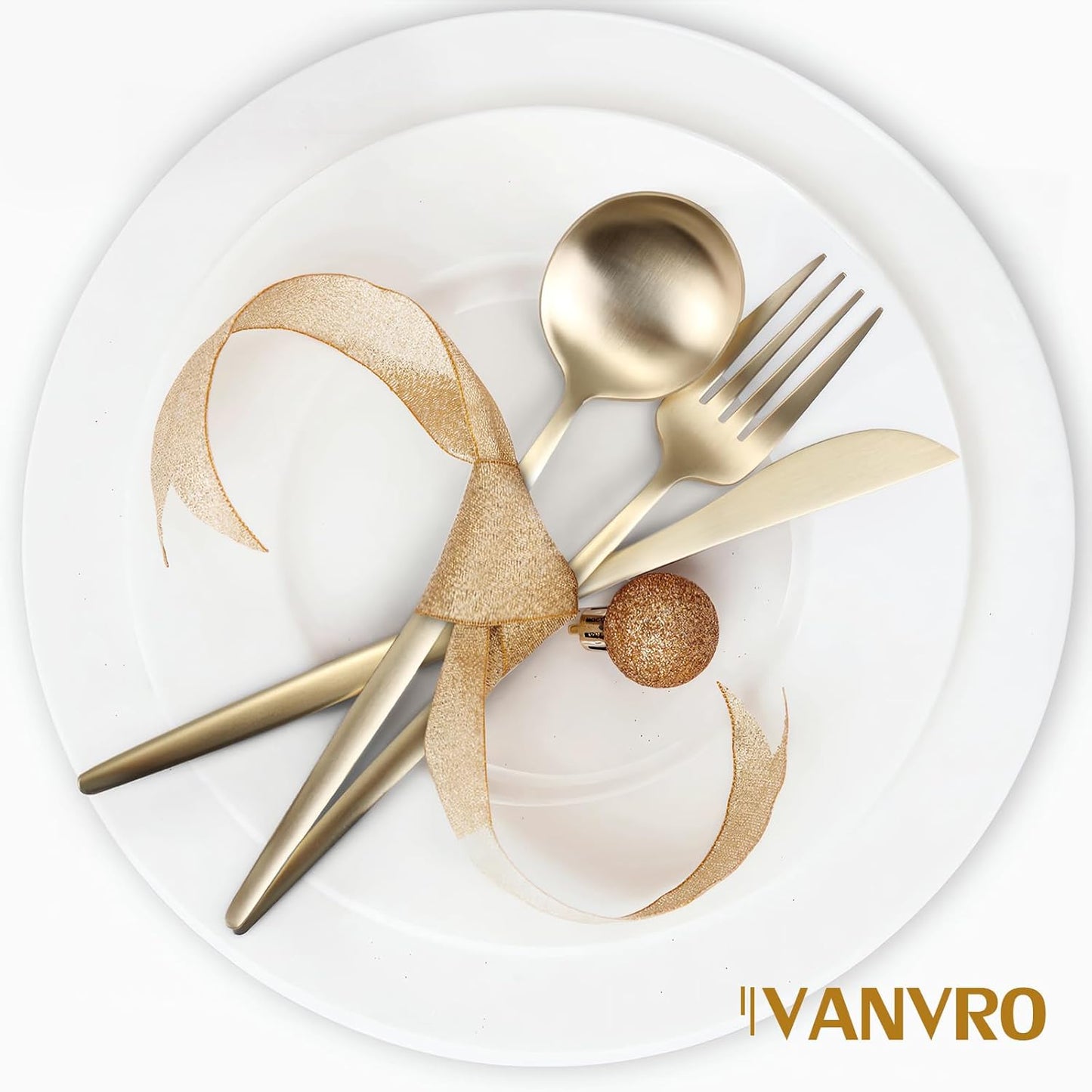 Matte Champagne Gold Silverware Set, 60-Piece Stainless Steel Flatware set, Service for 12, Tableware Cutlery Set, Satin Finish,Utensils for Kitchen, Dishwasher Safe