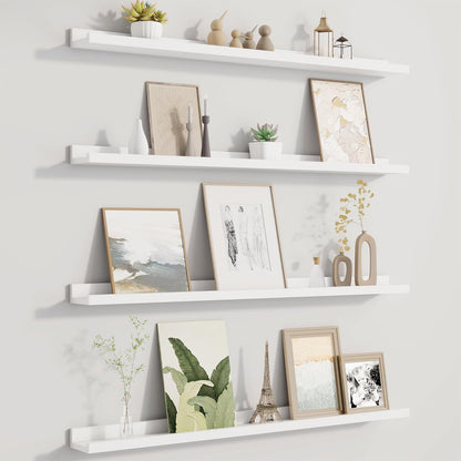 Picture Ledge Shelf for Wall, Floating Shelves Set of 4, 36 Inch Long Nursery Book Shelves for Toys Storage, Kids Bookshelf Wall Mounted for Books Photo Frames, White
