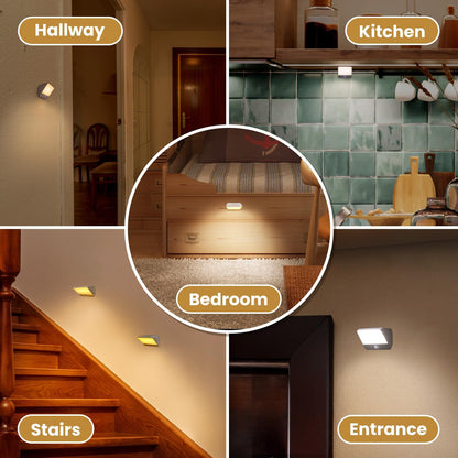 Motion Sensor Light Indoor Rechargeable, Battery Night Light 2000mAh, Motion Activated Night Lights Stick on 2 Pack, Dimmable Stair Lights for Bathroom, Hallway, Kitchen, Traveling