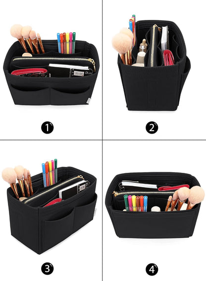 LEXSION Felt Purse Bag Organizer Insert with zipper Bag Tote Shaper Fit Speedy Neverful PM MM