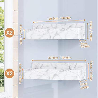 Magnetic Spice Rack for Refrigerator, Kitchen Organizer and Storage Shelf, Marble(4 Pack)