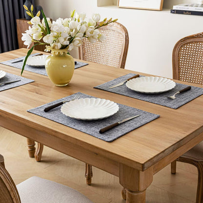 Placemats Set of 8, Bilayer Thickened Linen Place Mats Heat Resistant Machine Washable Wrinkle Free Carefully Selected Polyester Mats for Kitchen/Dining/Coffee Table (Light Grey)