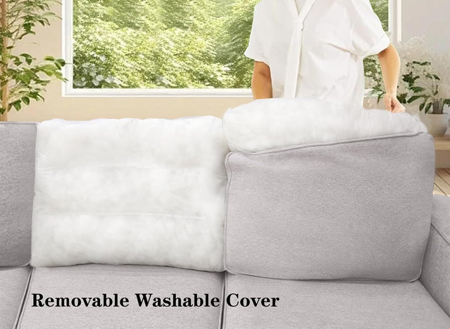 L Lengend Vansen Modular Sectional Sofa U Shaped Couch with Ottoman Modern Reversible Corner Sectional Couch for Living Room (Light Grey, U Shaped Sofa-6)