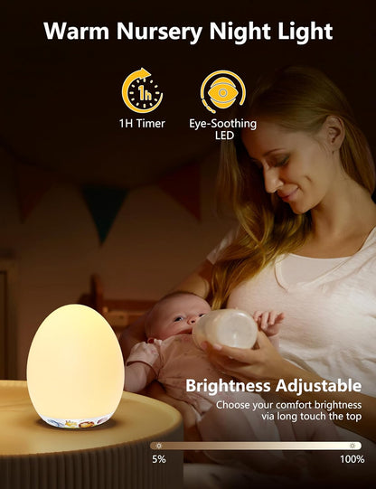 MediAcous Night Light for Kids & Babies - 7 Color LED Touch Lamp with Stepless Dimming for Nursery & Bedroom