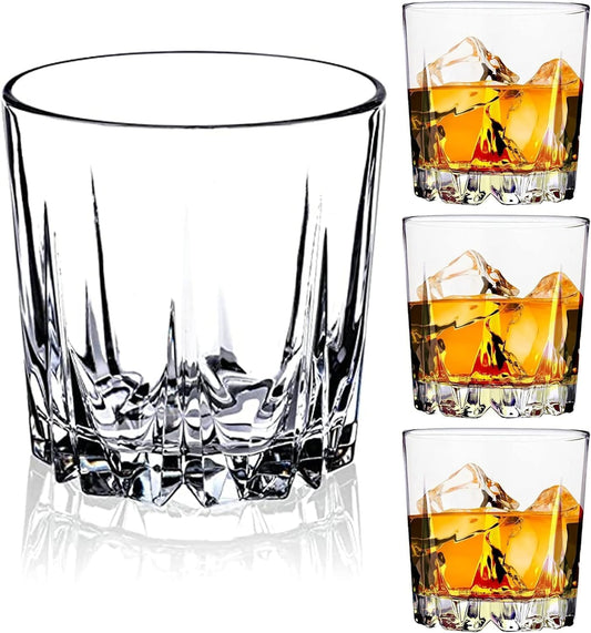 Whiskey Glasses Set of 4,Lead-Free Crystal Old Fashioned Glass,Scotch Glass Tumblers for Drinking