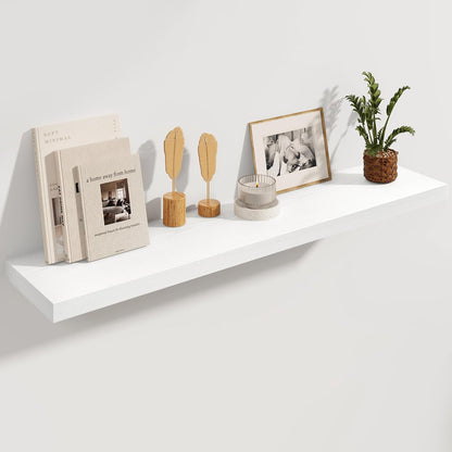 White Floating Shelves 48 Inch Long, 8 Deep Floating Shelves for Wall, Rustic 48" Long Fireplace Mantel, Large 48 x 8 Wall Shelves for Bedroom, Living Room, Bathroom, White Deep Shelves Set of 1