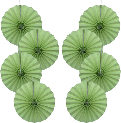 Green Hanging Paper Fans,12in,30 Color,DIY Set,Light Green,Military Theme,Birthday Occasion