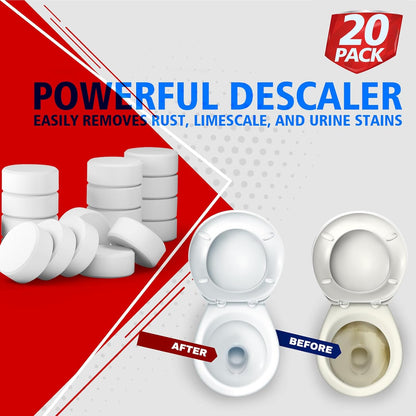 USKICH Toilet Bowl Cleaner Tablets 20 PACK, Bathroom Automatic Toilet Tank Cleaners with Bleach, Slow-Releasing Household Toilet Cleaners for Deodorizing, Descaling, against Tough Stains