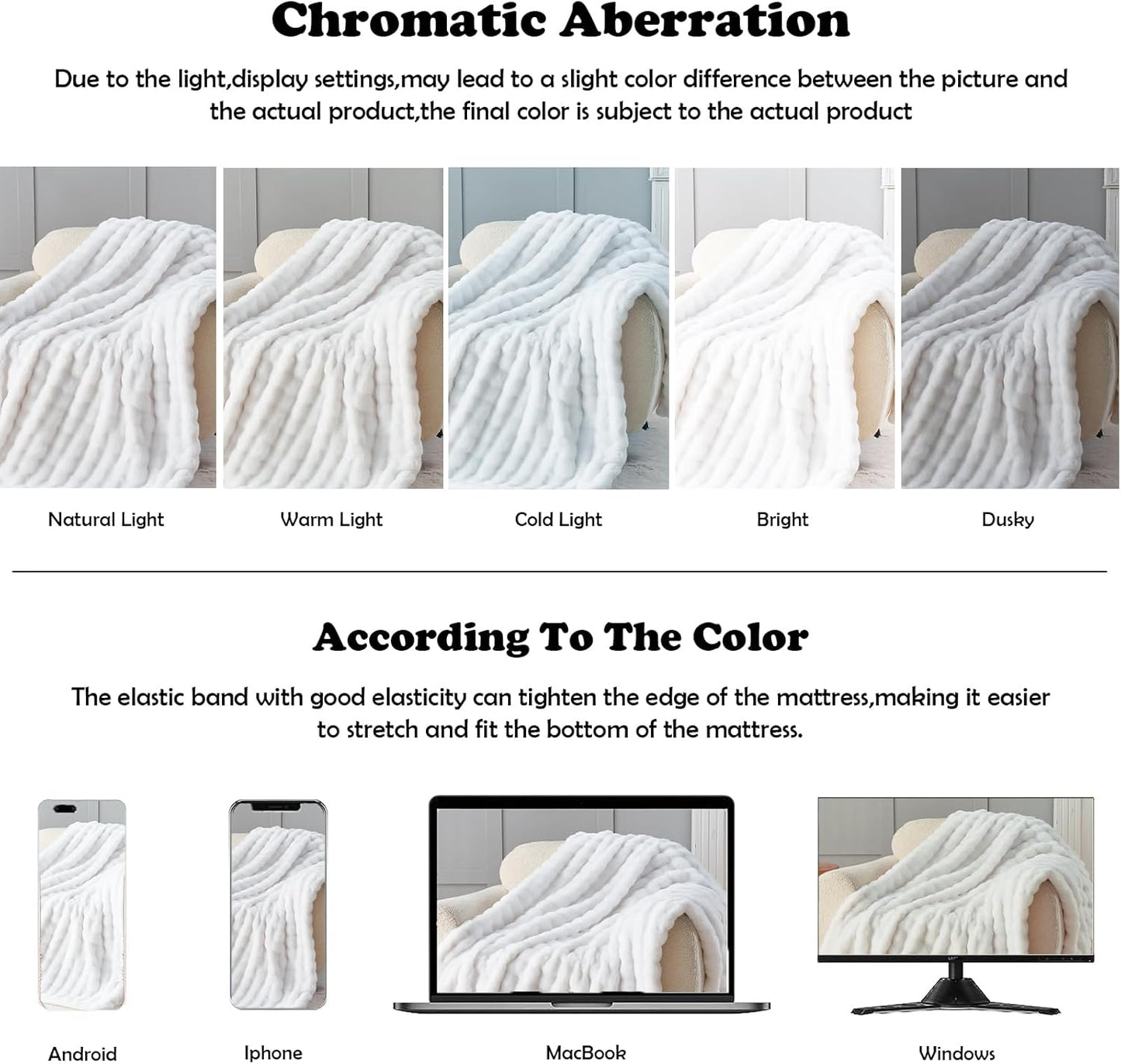 NEWCOSPLAY Faux Fur Twin Blanket White Bubble Blanket Thick Warm Soft for Couch Sofa Bed 550GSM (White, Twin(60"x80"))