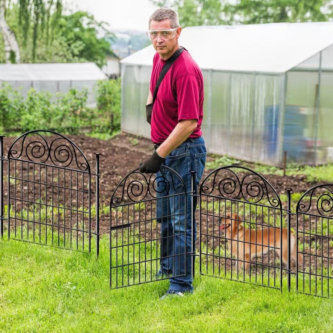 Tall Garden Fence Animal Barrier with Gate, 40 in(H) 12 Panels Garden Fences and Borders for Dogs, Dog Fence Outdoor for Yard, Total Length 26.2 Ft Metal Temporary Fencing│Patented