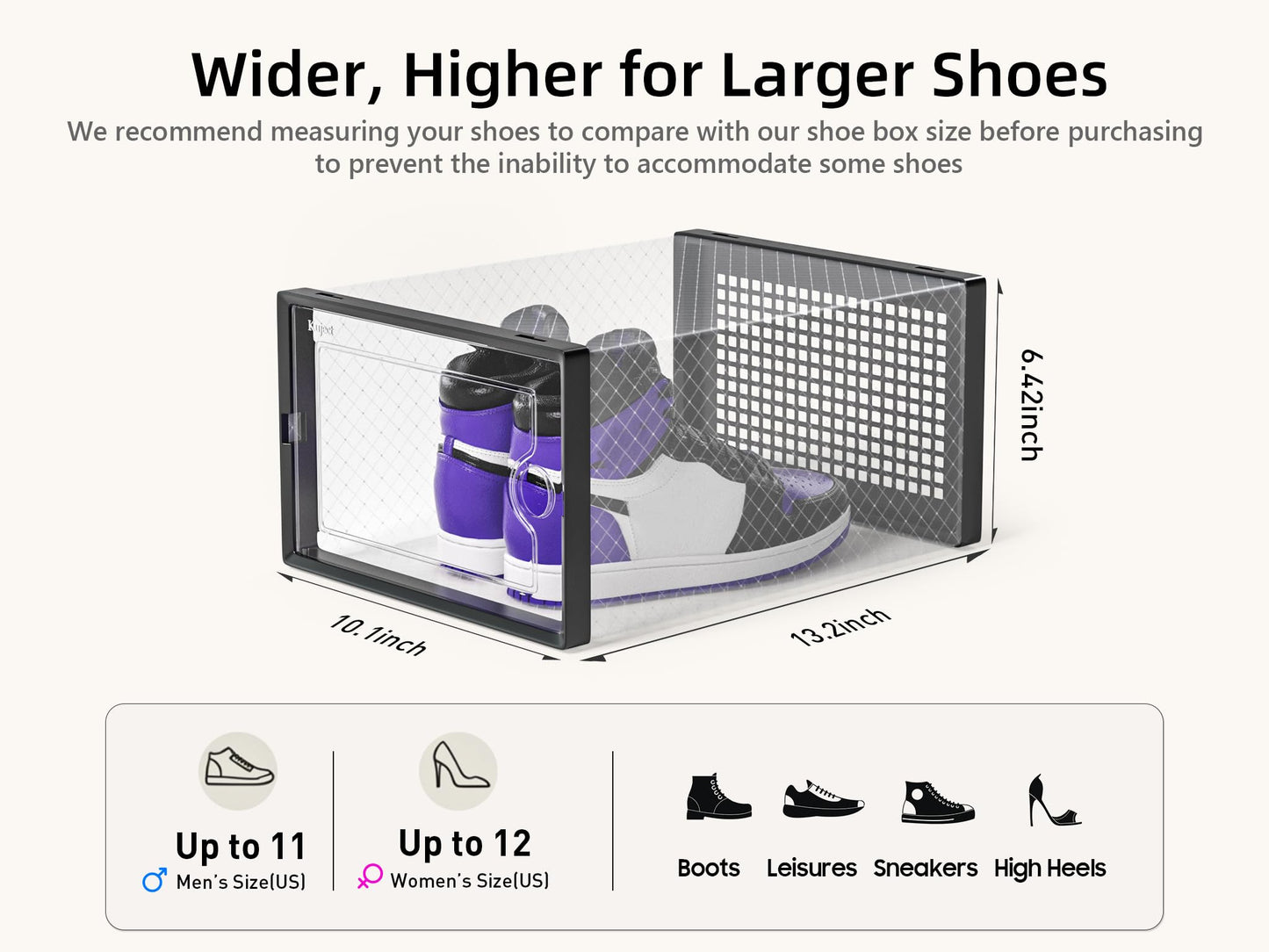 Kuject X-Large Shoe Storage Boxes 12 Pack, Clear Stackable Shoe Organizer